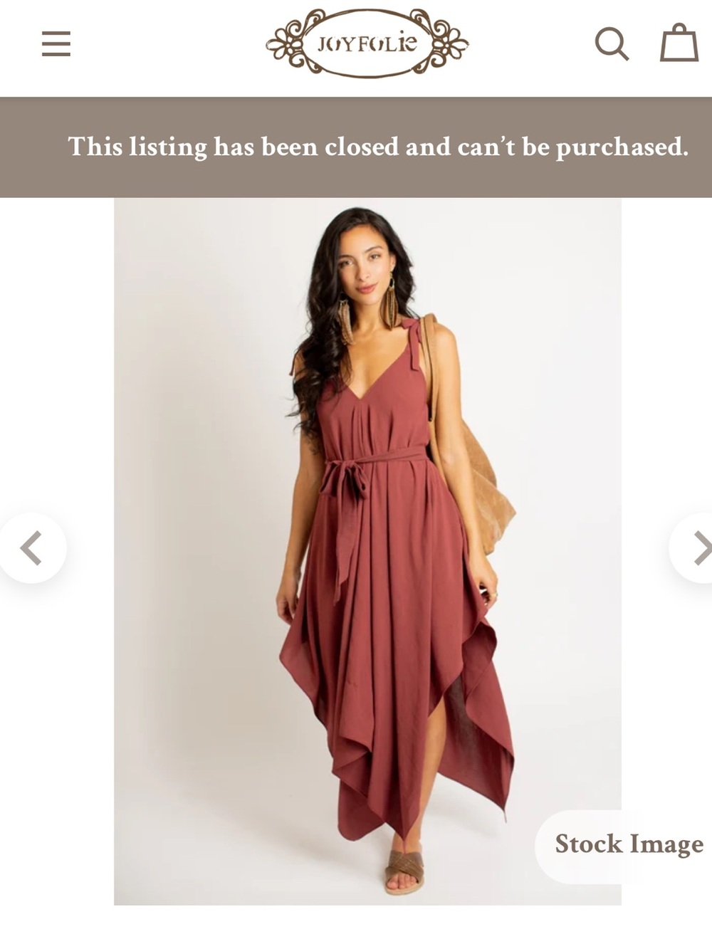 Joyfolie Dusty Mauve Asymmetrical Tie-Shoulder Handkerchief Dress